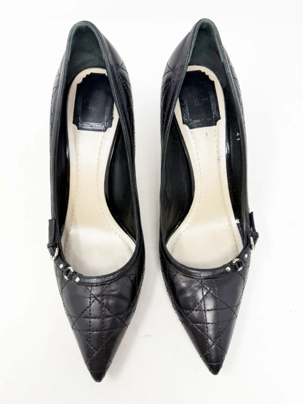 Dior Cannage Quilted Leather Pointed Toe Heels Womens Size EU 41
